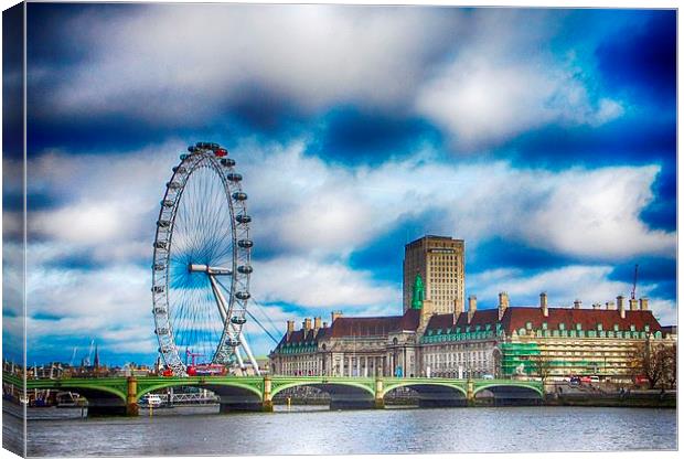 The London Eye & Westminster Bridge Canvas Print by Angela Wallace