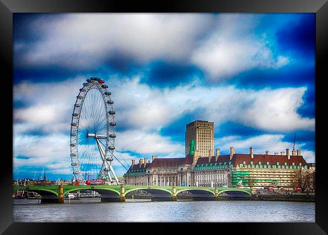 The London Eye & Westminster Bridge Framed Print by Angela Wallace