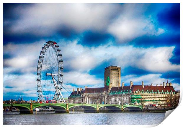 The London Eye & Westminster Bridge Print by Angela Wallace