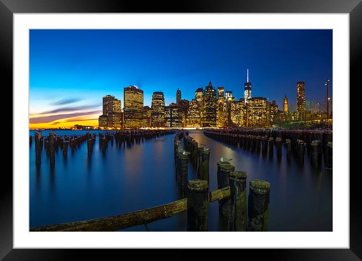 Manhattan Sunset Framed Mounted Print by Kevin Ainslie