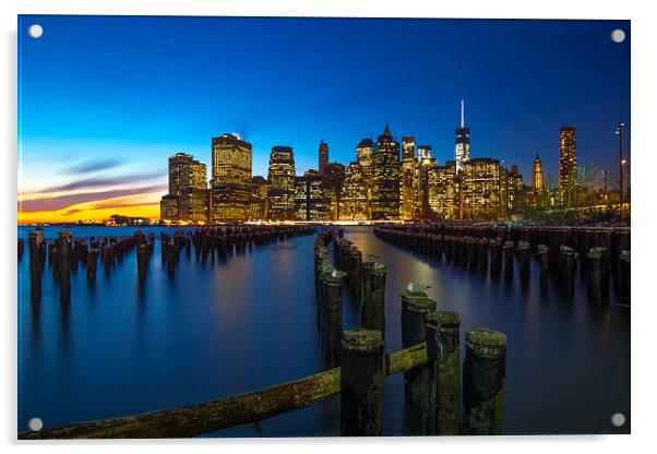 Manhattan Sunset Acrylic by Kevin Ainslie