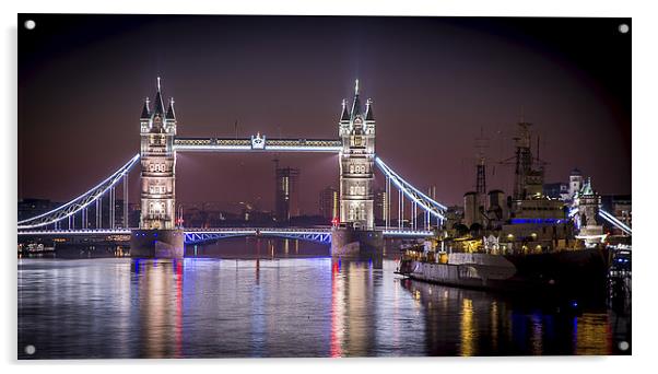 Tower bridge at night Acrylic by Olavs Silis
