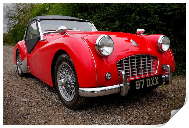 Roaring red TR3 A timeless british classic Print by Alan Tunnicliffe