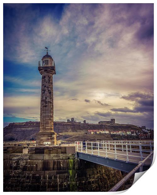 Whitby Lighthouse Print by Laura Kenny