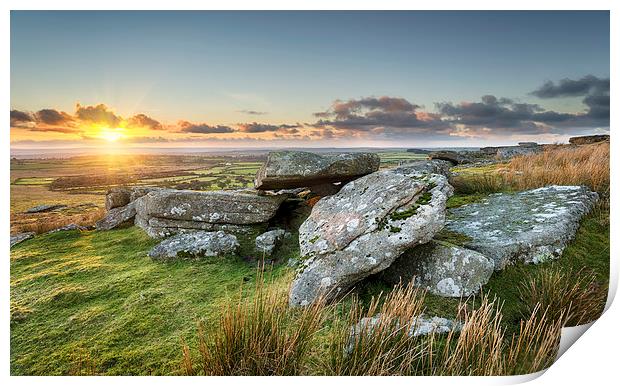 Sunset on the Moors Print by Helen Hotson