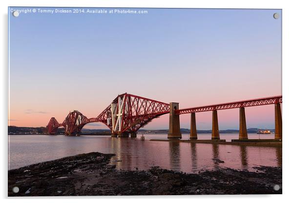 Forth Rail Bridge in Sunset Glory Acrylic by Tommy Dickson