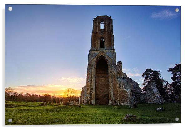 Wymondham Abbey sunset Acrylic by Mark Bunning