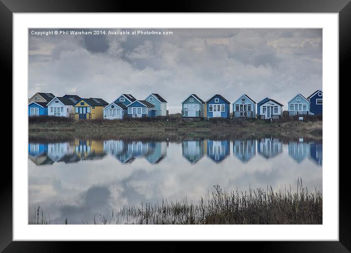 Huts at Hengistbury Framed Mounted Print by Phil Wareham