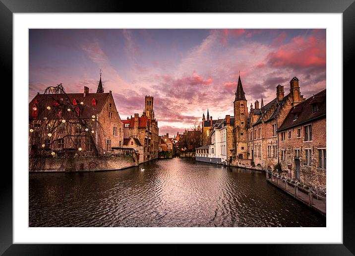 Bruges Sunrise Framed Mounted Print by Malcolm Wood