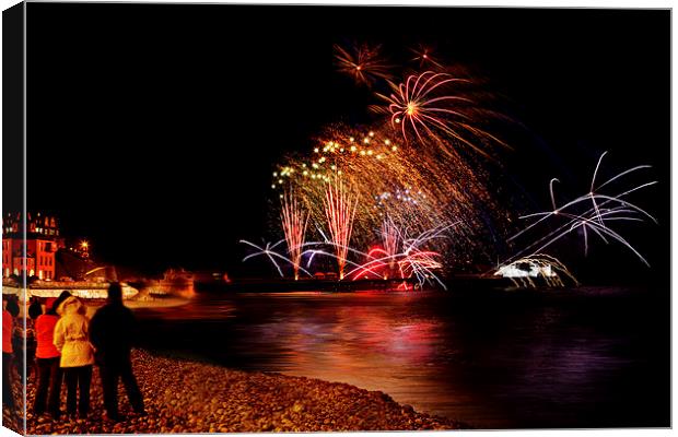 Cromer newyears day fireworks Canvas Print by Mark Bunning
