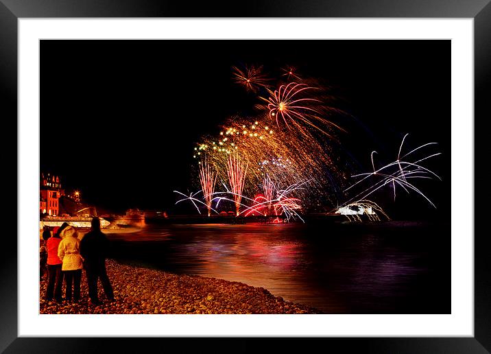 Cromer newyears day fireworks Framed Mounted Print by Mark Bunning