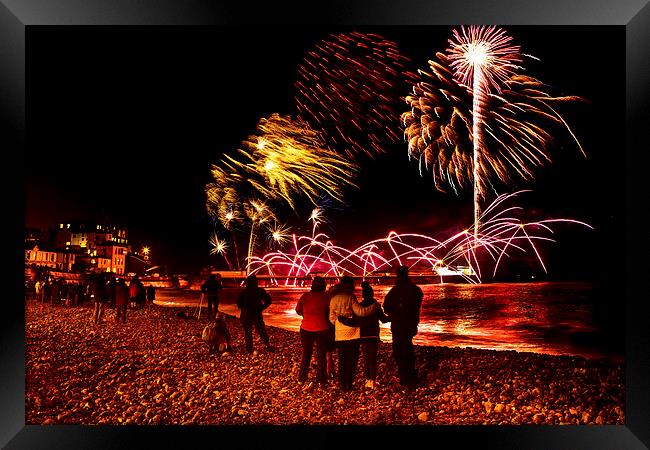 Cromer newyear day fireworks Framed Print by Mark Bunning