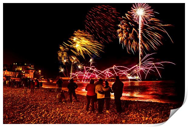 Cromer newyear day fireworks Print by Mark Bunning