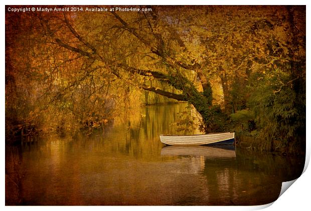Boat on Quiet River Print by Martyn Arnold