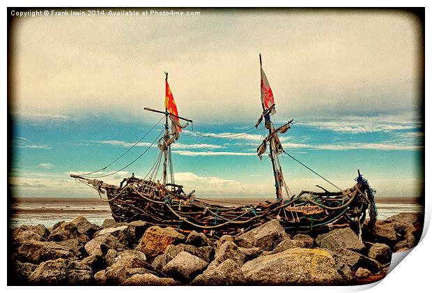 The Driftwood Pirate ship ‘Grace Darling’. Print by Frank Irwin