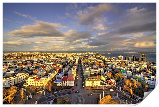 Vista of Reykjavik Print by Rob Hawkins