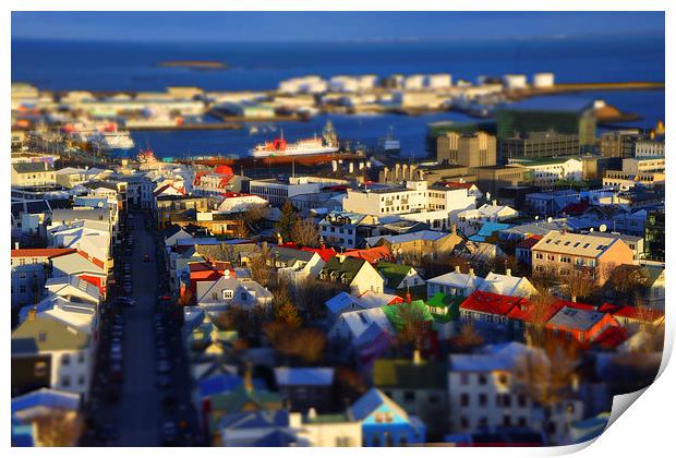 Reykjavik model village Print by Rob Hawkins