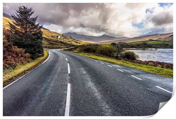 Mountain Road Snowdonia Wales Print by Adrian Evans