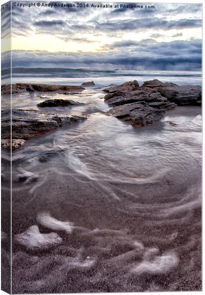 Swirling Waves on Australian Beach Canvas Print by Andy Anderson