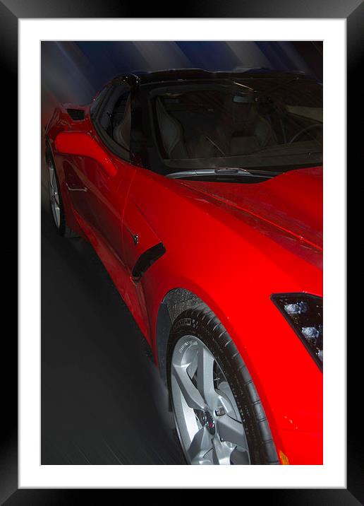 Red Corvette Framed Mounted Print by Judy Hall-Folde