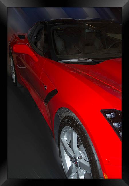 Red Corvette Framed Print by Judy Hall-Folde