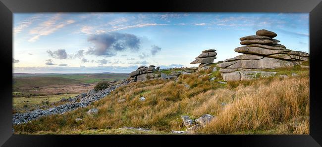 Dusk at Stowes Hill on Bodmin Moor Framed Print by Helen Hotson