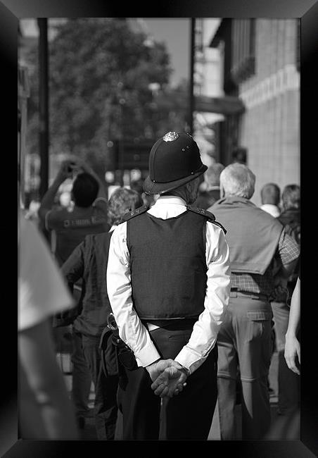 London Policeman Framed Print by Rebekah Drew
