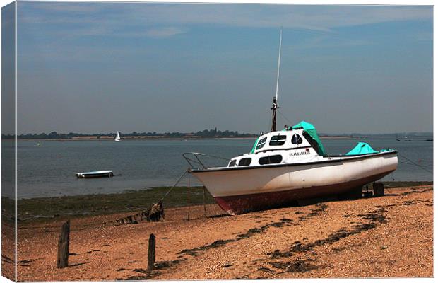 BOAT ON BEACH AT ST.OSYTH,ESSEX Canvas Print by Ray Bacon LRPS CPAGB