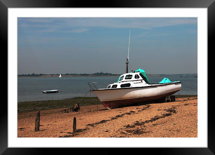 BOAT ON BEACH AT ST.OSYTH,ESSEX Framed Mounted Print by Ray Bacon LRPS CPAGB
