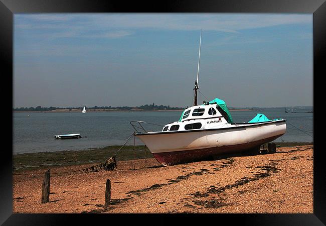 BOAT ON BEACH AT ST.OSYTH,ESSEX Framed Print by Ray Bacon LRPS CPAGB