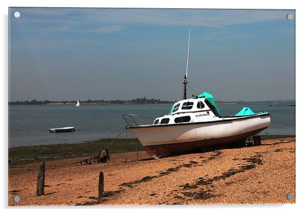 BOAT ON BEACH AT ST.OSYTH,ESSEX Acrylic by Ray Bacon LRPS CPAGB