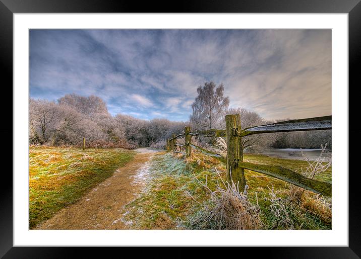 sky fence and frost Framed Mounted Print by Eddie Howland