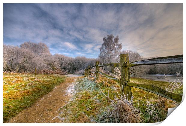 sky fence and frost Print by Eddie Howland