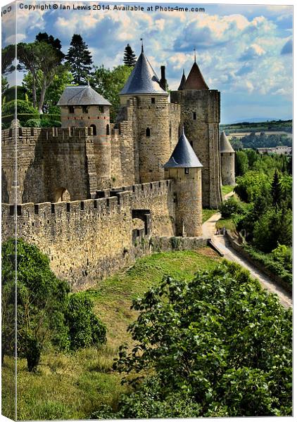 Carcassonne City Walls Canvas Print by Ian Lewis