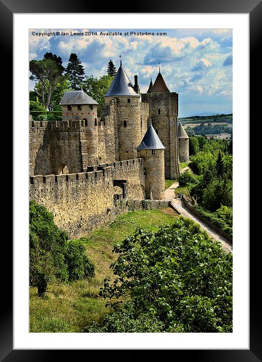 Carcassonne City Walls Framed Mounted Print by Ian Lewis