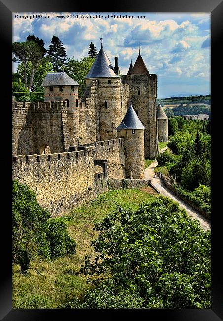 Carcassonne City Walls Framed Print by Ian Lewis