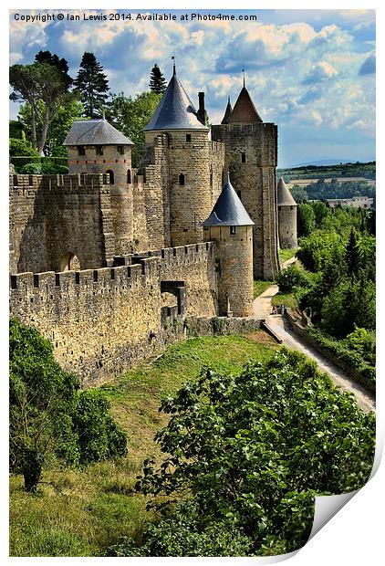Carcassonne City Walls Print by Ian Lewis