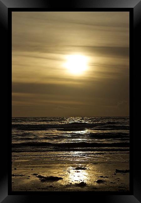 sunset on sand Framed Print by jane dickie