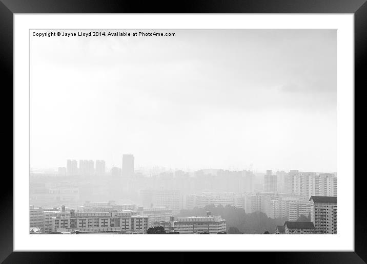 Rain across Singapore Framed Mounted Print by J Lloyd