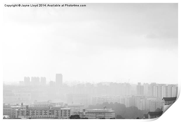 Rain across Singapore Print by J Lloyd