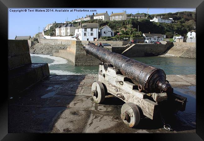 Porthleven Cannon Framed Print by Terri Waters