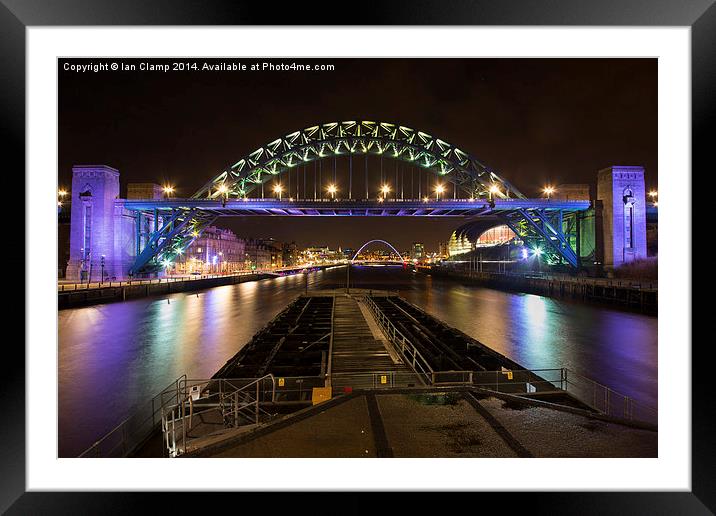 Down Tyne at night Framed Mounted Print by Ian Clamp