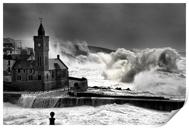 Porthleven Storm force Print by Steve Cowe