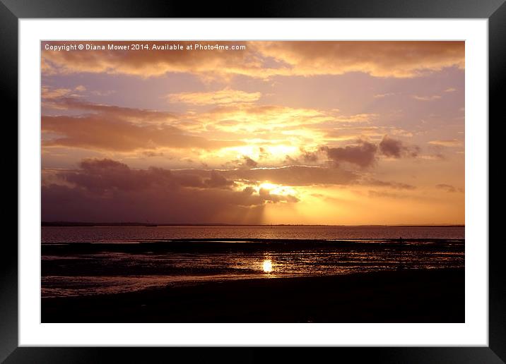 West Mersea Sunset Framed Mounted Print by Diana Mower