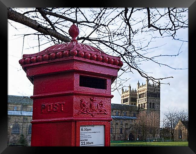 Durham Cathedral Red Post Box Framed Print by Philip Pound