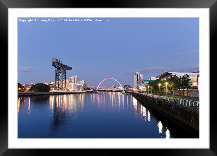 Glasgows Vibrant Night Skyline Framed Mounted Print by Tommy Dickson
