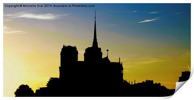 Notre Dame Silhouette Print by Michelle Orai