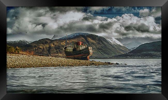 Beached At Corpach Framed Print by Geo Harris