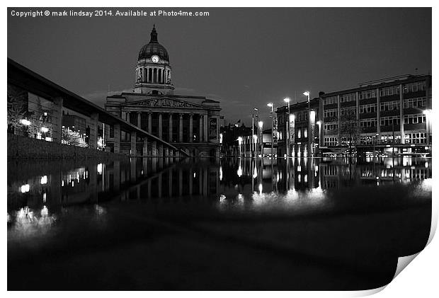 nottingham council house at night Print by mark lindsay