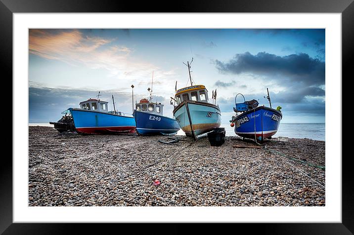 Fishing Boats at Beer Framed Mounted Print by Helen Hotson